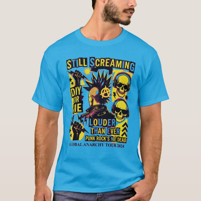 Punk’s Not Dead Shirt – DIY Punk Rock Screaming  (Front)