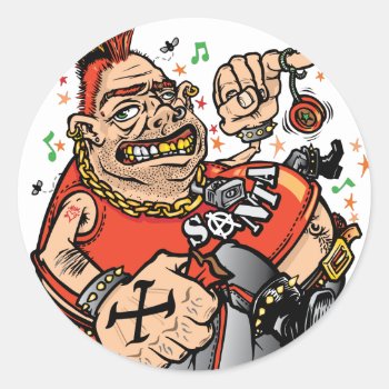 Punk Santa Classic Round Sticker by andyhowell at Zazzle