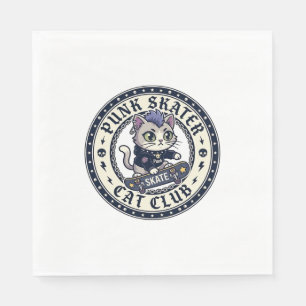 Punk Skater Cat Funny Cat Lover Design - Punk Skat Napkins