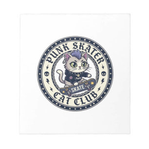 Punk Skater Cat Funny Cat Lover Design - Punk Skat Notepad