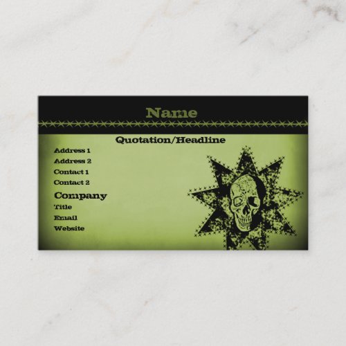 Punk Skull Business Card Olive Green Business Card