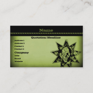 Punk Skull Business Card, Olive Green Card
