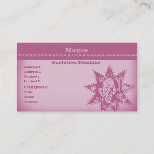 Punk Skull Business Card Pink Business Card