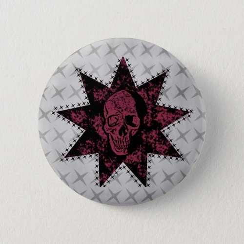 Punk Skull Button Dark Pink