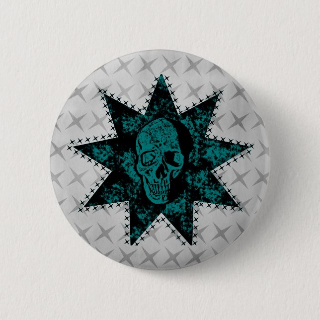 Punk Skull Button (Teal) (Front)