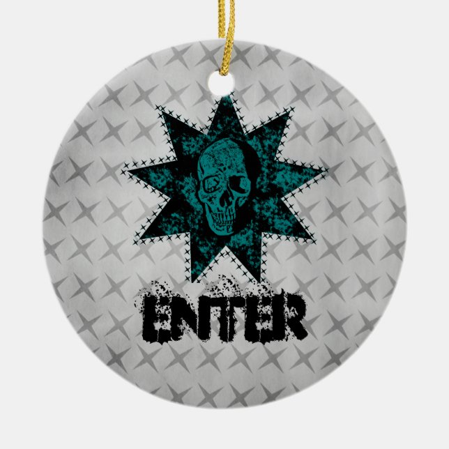 Punk Skull Door Hanger Ornament (Front)
