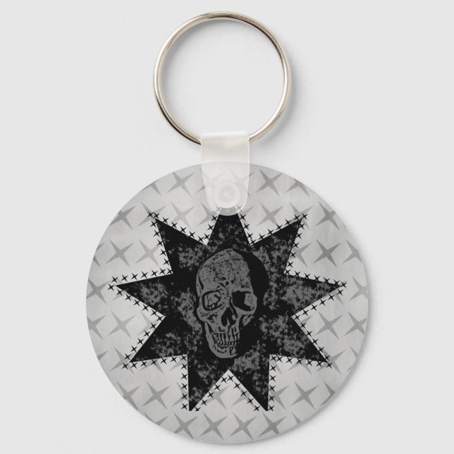 Punk Skull Keychain (Gray) (Front)