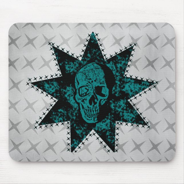 Punk Skull Mousepad (Teal) (Front)