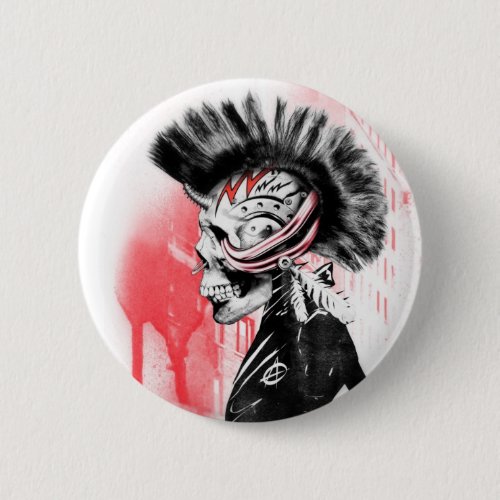 punk skull pinback button