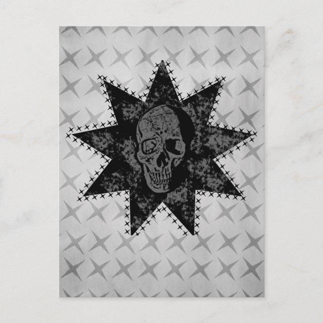 Punk Skull Postcard (Gray) (Front)