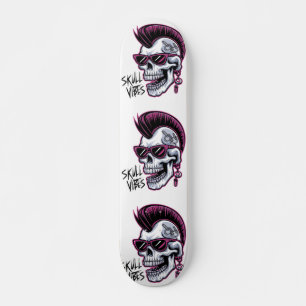 Punk Skull Vibes. Cool Skull with Sunglasses Desi Skateboard