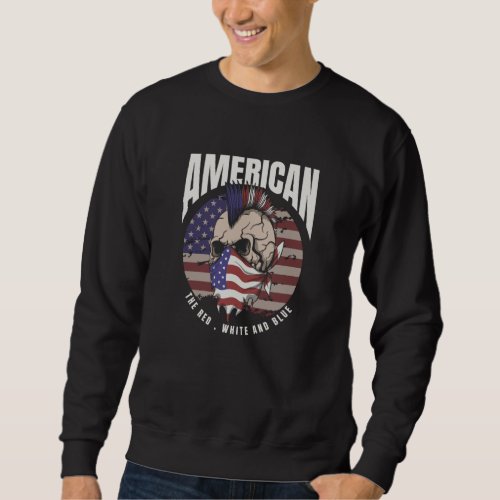 Punk Skull with American Flag Sweatshirt