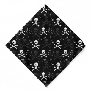 Punk Skulls Crossbones Pirate Black Goth Bandana