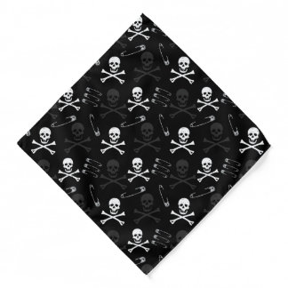 Punk Skulls Crossbones Pirate Black Goth Bandana