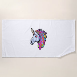 Punk Unicorn Funny Ironic Cool Unicorn Punk Rock M Beach Towel