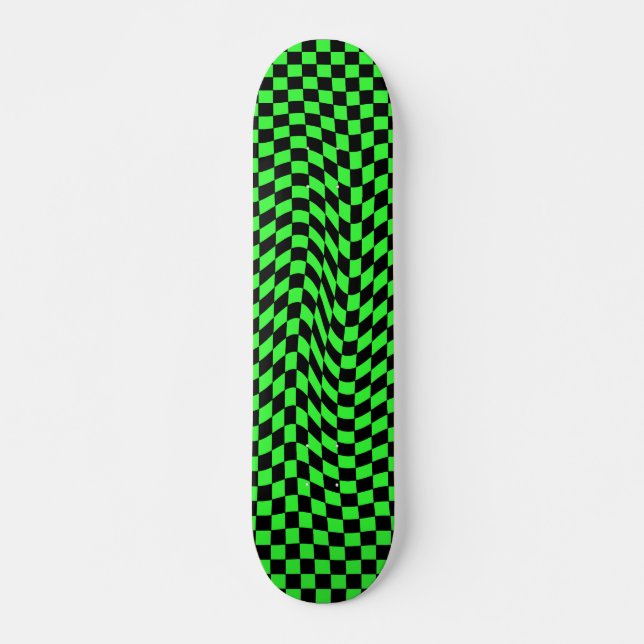Punk wavy checkerboard skateboard deck (Front)