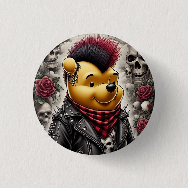 Punk Winnie the Pooh 1 Button (Front)