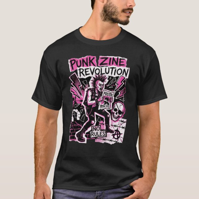 Punk Zine Revolution Shirt – No Master No Rules  (Front)