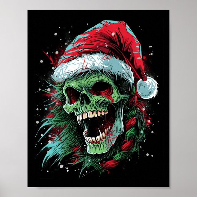Punked-Up Holiday Skull Elevate Your Christmas Loo Poster (Front)