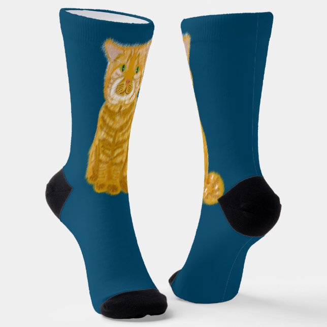 Punkin Orange Tabby Cat socks (Angled)