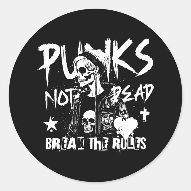 Punks Not Dead Classic Round Sticker (Front)