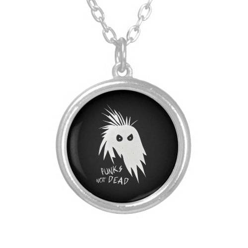 Punks Not Dead Cool Rocker Ghost Silver Plated Necklace