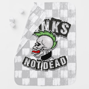 Punks Not Dead Skull Mohawk Punk Rock Rocker Baby Blanket