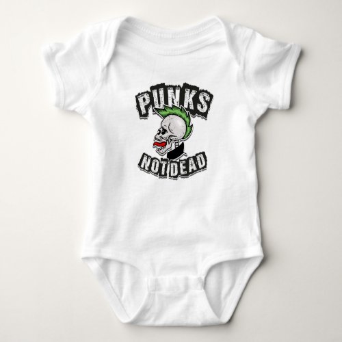 Punks Not Dead Skull Mohawk Punk Rock Rocker Baby Bodysuit