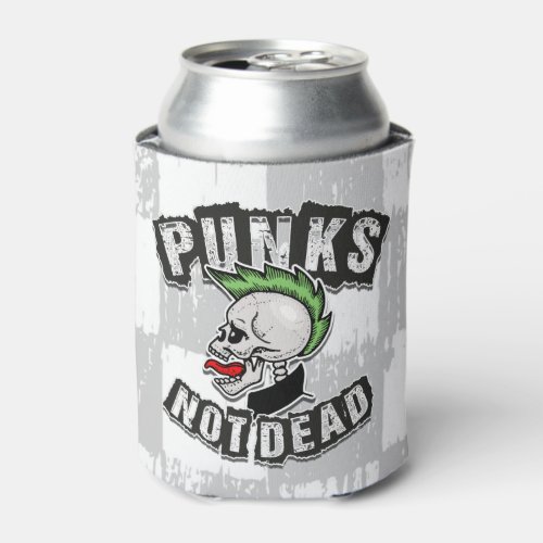 Punks Not Dead Skull Mohawk Punk Rock Rocker Can Cooler