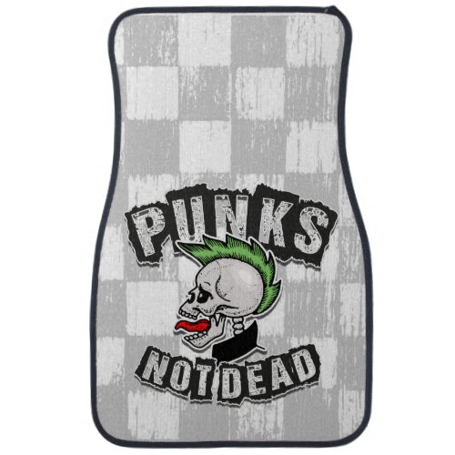 Punks Not Dead Skull Mohawk Punk Rock Rocker Car Floor Mat