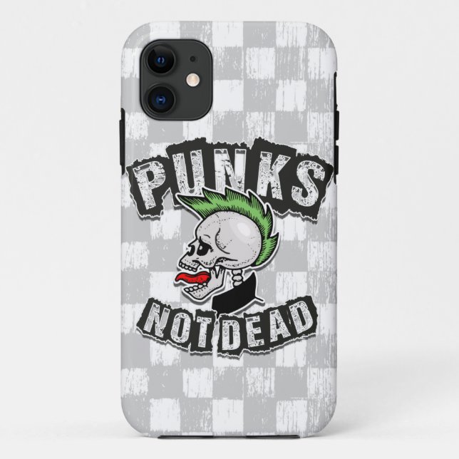 Punks Not Dead Skull Mohawk Punk Rock Rocker Case-Mate iPhone Case (Back)