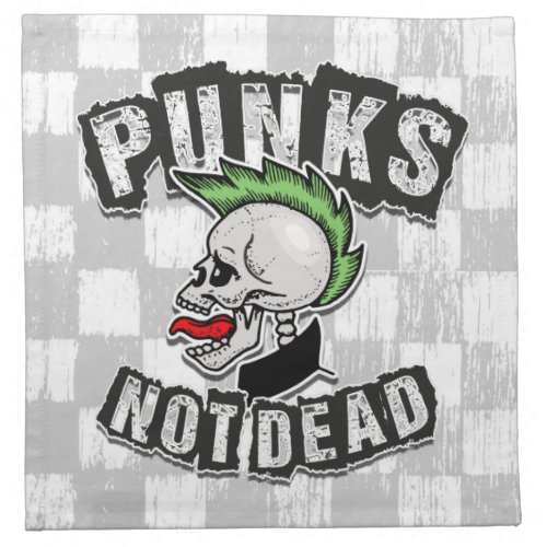 Punks Not Dead Skull Mohawk Punk Rock Rocker Cloth Napkin