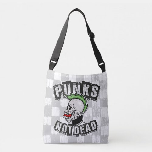 Punks Not Dead Skull Mohawk Punk Rock Rocker Crossbody Bag