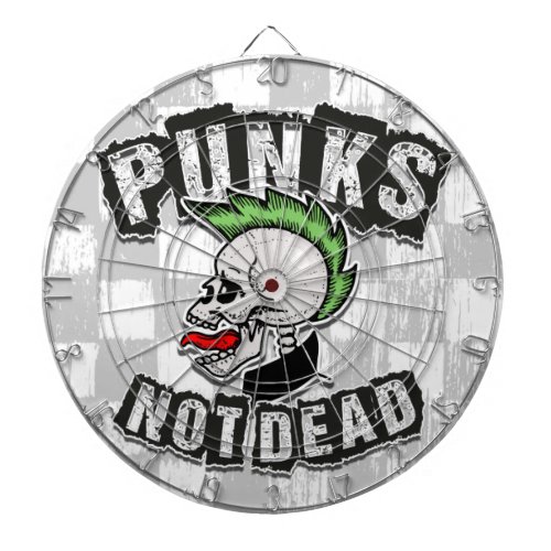 Punks Not Dead Skull Mohawk Punk Rock Rocker Dart Board