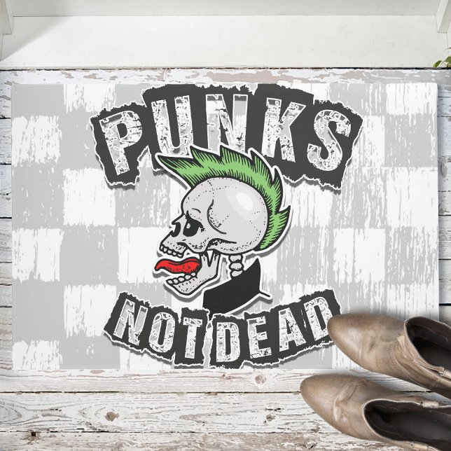Punks Not Dead Skull Mohawk Punk Rock Rocker Doormat (Creator Uploaded)