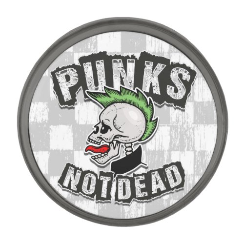 Punks Not Dead Skull Mohawk Punk Rock Rocker Gunmetal Finish Lapel Pin