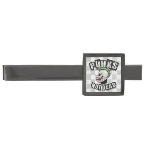 Punks Not Dead Skull Mohawk Punk Rock Rocker Gunmetal Finish Tie Bar