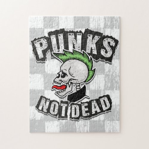 Punks Not Dead Skull Mohawk Punk Rock Rocker Jigsaw Puzzle