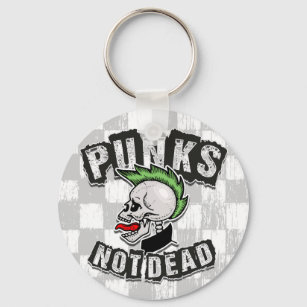 Punks Not Dead Skull Mohawk Punk Rock Rocker Keychain