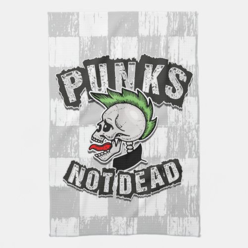 Punks Not Dead Skull Mohawk Punk Rock Rocker Kitchen Towel