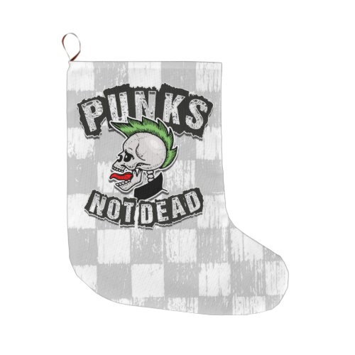 Punks Not Dead Skull Mohawk Punk Rock Rocker Large Christmas Stocking