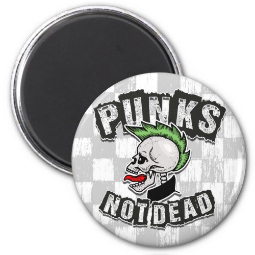 Punks Not Dead Skull Mohawk Punk Rock Rocker Magnet