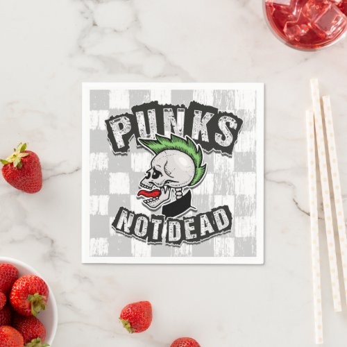 Punks Not Dead Skull Mohawk Punk Rock Rocker Napkins