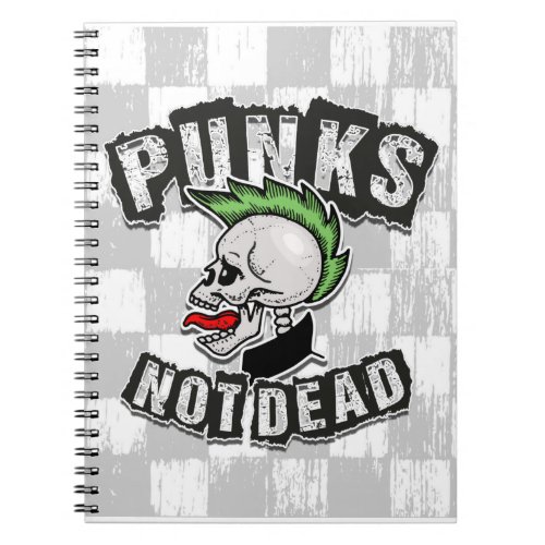 Punks Not Dead Skull Mohawk Punk Rock Rocker Notebook