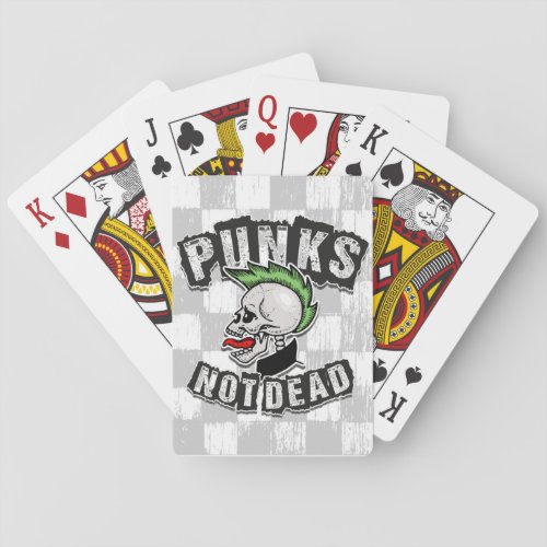 Punks Not Dead Skull Mohawk Punk Rock Rocker Playing Cards