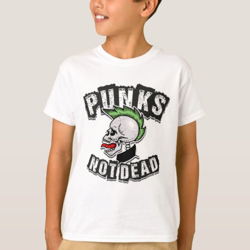 Punks Not Dead Skull Mohawk Punk Rock Rocker T_Shirt