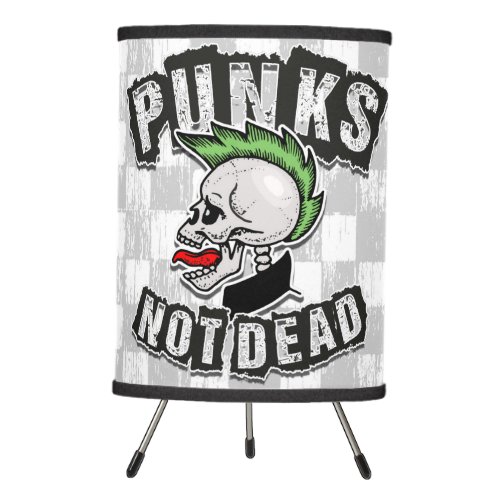 Punks Not Dead Skull Mohawk Punk Rock Rocker Tripod Lamp