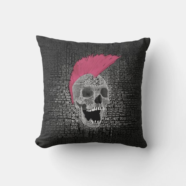 Punk's Not Dead Throw Pillow (Front)