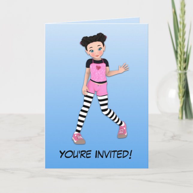 Punky Girl Anime Birthday Party Invitation (Front)
