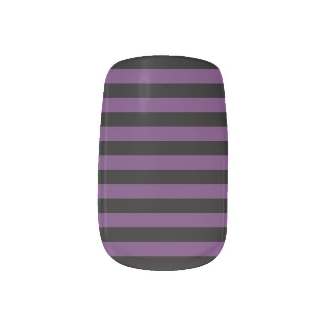 Punky Goth Black and Purple Stripes Minx Nail Wraps (Left Thumb)